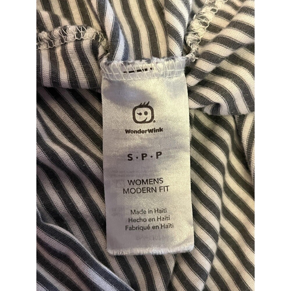 WonderWink Shirt Womens Small Gray Stripe Long Sleeve Crew Neck Stretch Top - Picture 9 of 10